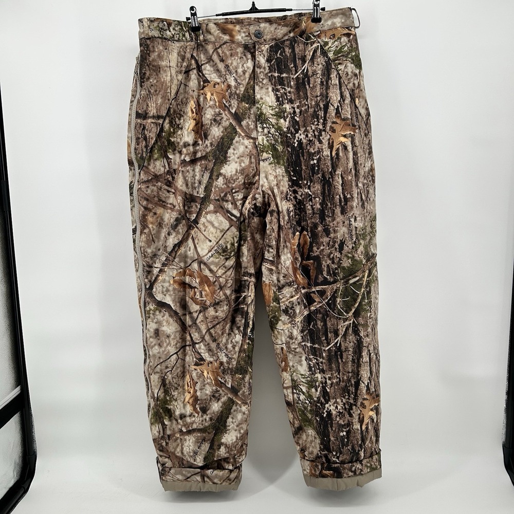 Cabelas Camo Hunting Pants Mens XL Insulated‎ Side Zip Zonz Woodlands Camp